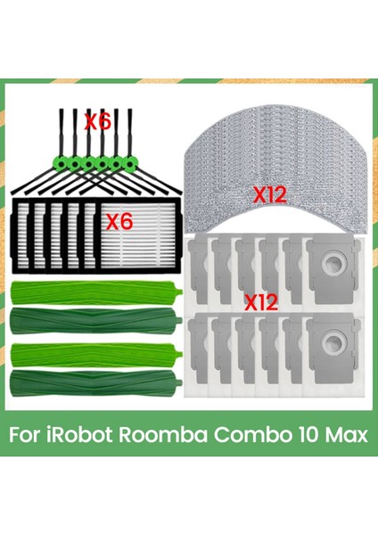 Irobot Roomba Combo 10 Max Elektrikli Süpürge Parçaları Için Ana Fırça Filtresi Paspas Bezi Toz Torbası Verimli Temizlik Aksesuarları (Yurt Dışından)