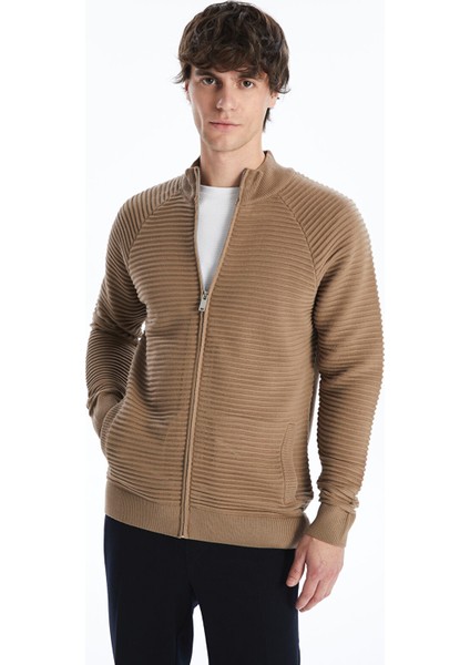 Yeni Sezon Standart Kalıp Dik Yaka Erkek Triko Hırka