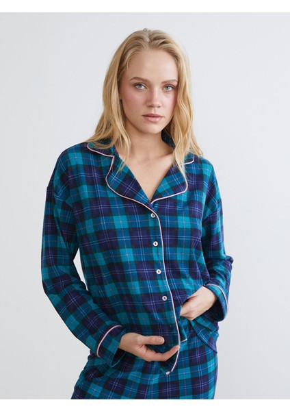Yeni Sezon Gömlek Yaka Ekose Kadın Pijama Takımı fiyatları