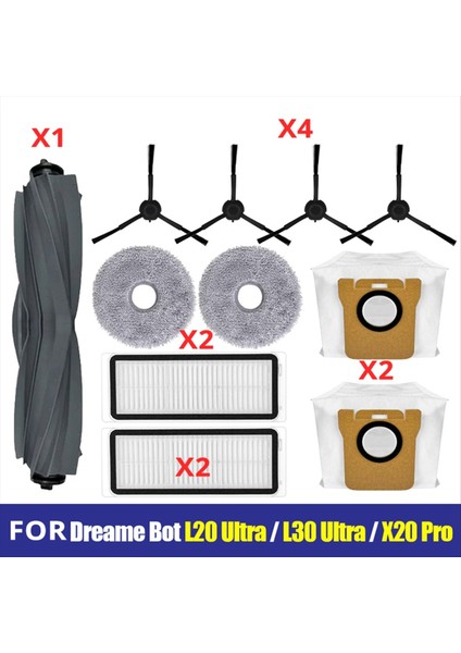 Dreame Robot L20 Ultra X20 Aksesuarları, Ana Yan Fırça, Paspas Bezi, Filtre, Toz Torbası Parçaları Için Uygundur (Yurt Dışından)