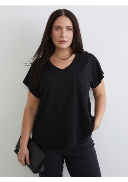 Yeni Sezon Büyük Beden V Yaka Kadın Tişört