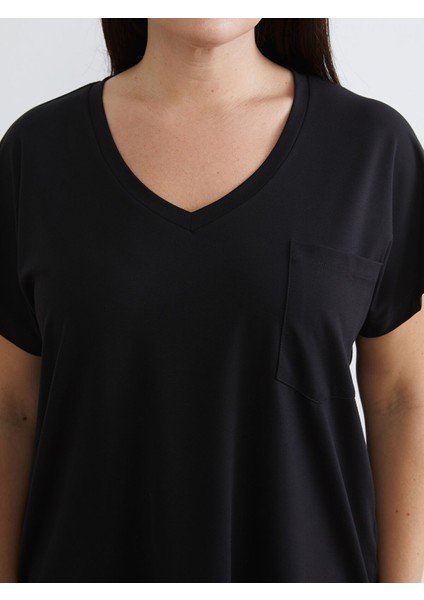 Yeni Sezon Büyük Beden V Yaka Kadın Tişört modelleri