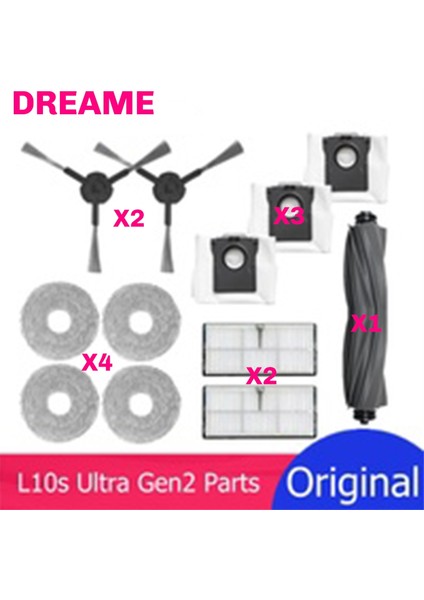 Dreame L10S Ultra Gen 2 Robot Süpürge Yedek Parça Seti Kauçuk Ana Saç Kesimi Yan Fırça, Filtre, Paspas Bezi (Yurt Dışından) fiyatları