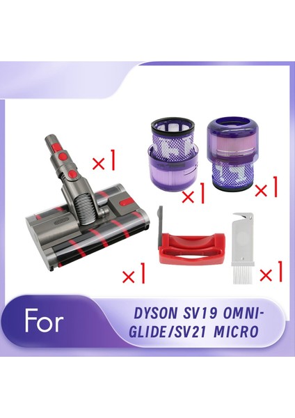 Dyson SV19 OMNI-GLIDE/SV21 Mıcro Tipi Vakum Başlığı Için Çift Silindir Fırça + SV21 SV19 Filtre Kiti Yumuşak Silindir Temizleyiciyi Değiştirin (Yurt Dışından)