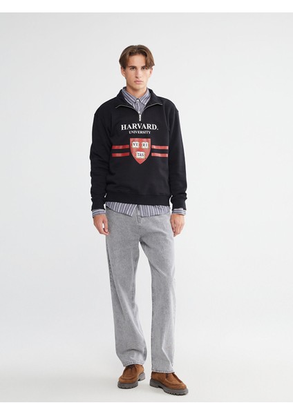 Yeni Sezon Dik Yaka Baskılı Harvard Baskılı Erkek Sweatshirt fiyatları