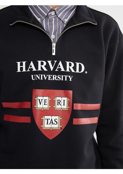 Yeni Sezon Dik Yaka Baskılı Harvard Baskılı Erkek Sweatshirt modelleri