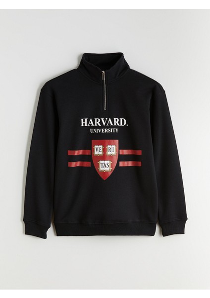 Yeni Sezon Dik Yaka Baskılı Harvard Baskılı Erkek Sweatshirt indirimleri