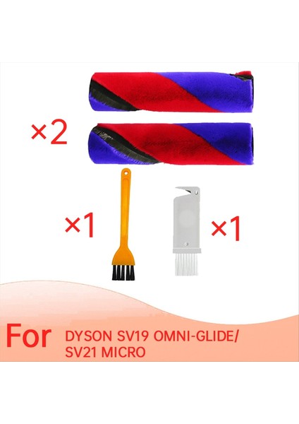 Dyson SV19 OMNI-GLIDE/SV21 Mıcro Elektrikli Süpürge Için 2 Adet Ana Fırça Çift Silindir Fırça Yumuşak Kadife Silindir Fırça (Yurt Dışından)