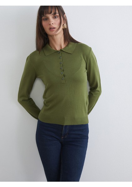 Yeni Sezon Polo Yaka Kadın Triko Kazak