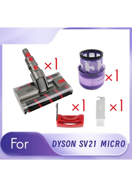 Dyson SV21 Mıcro Tipi Elektrikli Süpürge Başlığı Için Çift Silindir Fırça + SV21 Filtre + Anahtar Kilit Takımı Yumuşak Silindir Temizleme Başlığını Değiştirin (Yurt Dışından)