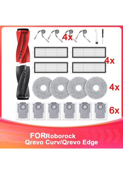 Roborock Qrevo Curv/qrevo Edge Robot Süpürge Için Yedek Parçalar, Aksesuarlar Ana Fırça, Paspas Pedleri ve Vakum Torbalarını Içerir (Yurt Dışından)