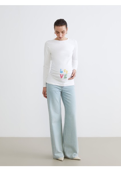 Yeni Sezon Bisiklet Yaka Baskılı Kadın Tişört fiyatları