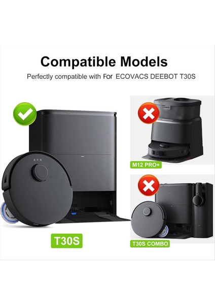 Ecovacs Deebot T30S Combo Robot Süpürge Yedek Parçaları Hepa Filtreleri Paspas Pedleri Yan Fırça Toz Torbaları (Yurt Dışından) modelleri