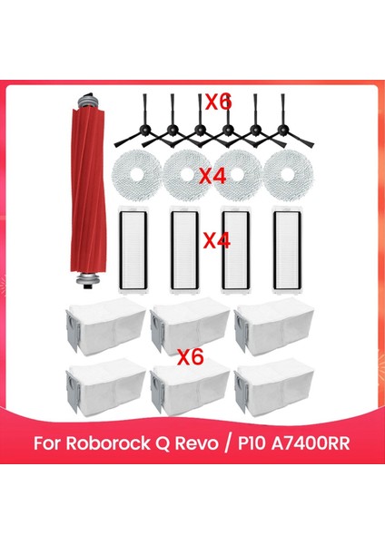 Roborock Q Revo P10 A7400RR Elektrikli Süpürge Yedek Parçaları Için 21 Parça Vakum Fırçası Toz Torbası Filtresi ve Paspas Bezi Seti (Yurt Dışından)
