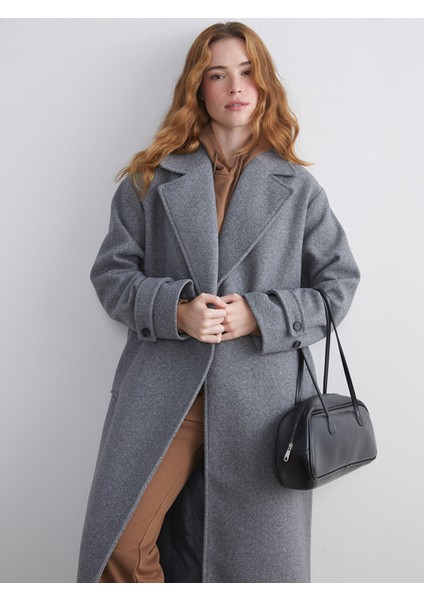 Yeni Sezon Kruvaze Yaka Kadın Kaşe Kaban