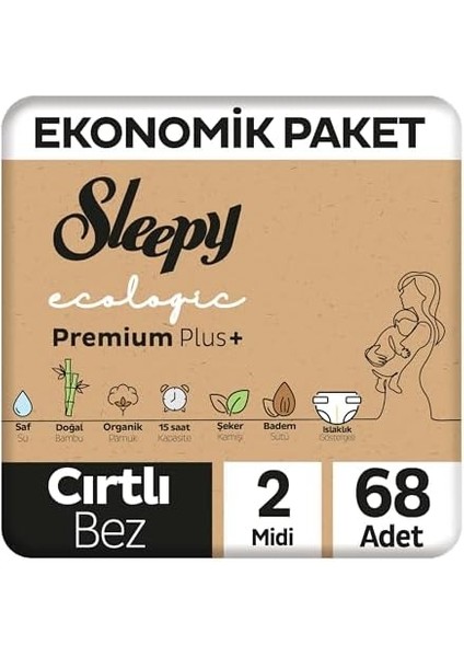 Sleepy Ecologic Ekonomik Paket Bebek Bezi 2 Numara Mini 68 Adet modelleri