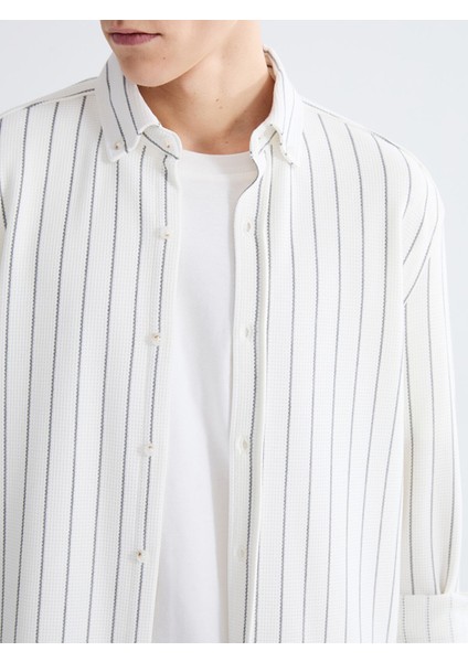 Yeni Sezon Regular Fit Uzun Kollu Çizgili Erkek Gömlek modelleri