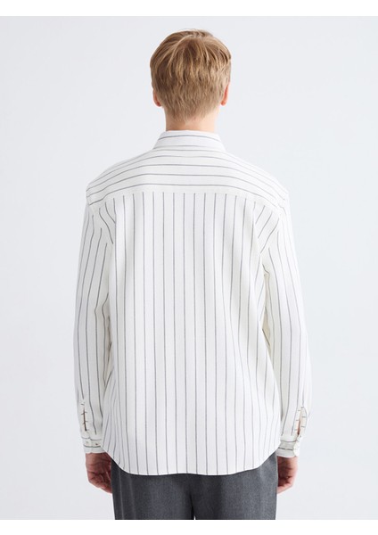 Yeni Sezon Regular Fit Uzun Kollu Çizgili Erkek Gömlek fırsatları