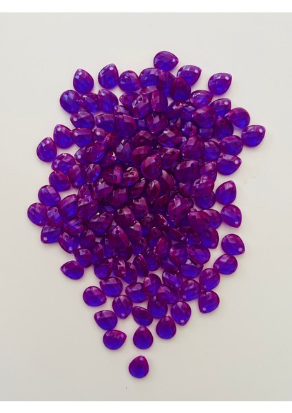 Janjan Mor Rengi Oya, Abiye, Takı, Örgü Plastik Gözyaşı Damla Boncuk. 25GR. Tahmini 195 Adet.