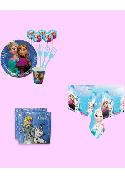 Frozen Elsa 32 Kişilik Doğum Günü Parti Seti - Frozen Elsa Konseptli Parti Süsleri