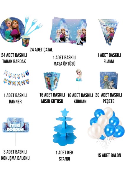 Frozen Elsa Doğum Günü Parti Seti - Kız Çocuk Doğum Günü Parti Süsleri 24 Kişilik fiyatları