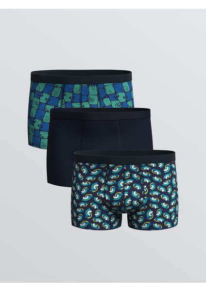 Yeni Sezon Büyük Beden Standart Kalıp Pamuklu Esnek Erkek Boxer 3'lü