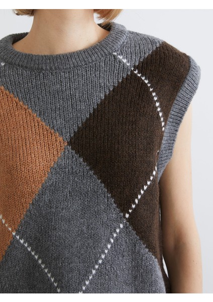 Yeni Sezon Bisiklet Yaka Baklava Desenli Kadın Triko Süveter modelleri