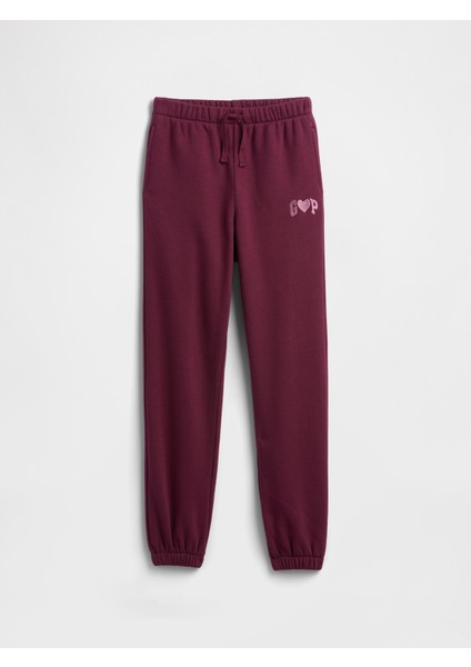 Kız Çocuk Bordo Relaxed Gap Logo Jogger Eşofman