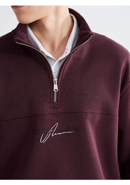 Yeni Sezon Dik Yaka Baskılı Erkek Kalın Sweatshirt modelleri