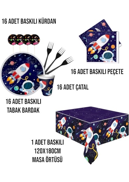 Uzay 16 Kişilik Doğum Günü Parti Seti - Uzay Konseptli Parti Süsü Kozmik Uzay fiyatları