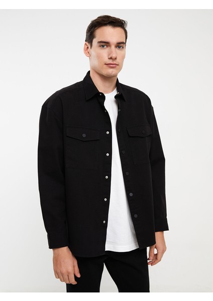 Yeni Sezon Rahat Kalıp Uzun Kollu Gabardin Erkek Gömlek Ceket