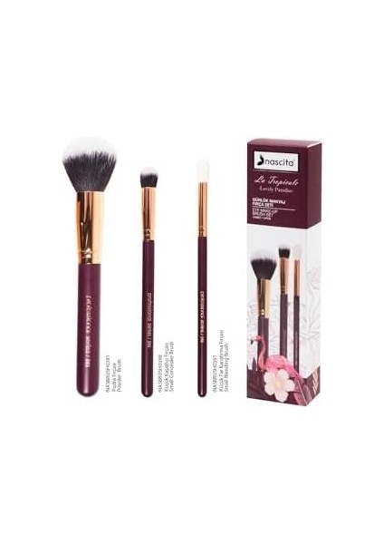 Nascita Bordo Günlük Makyaj Fırça Seti (3lü) - 93