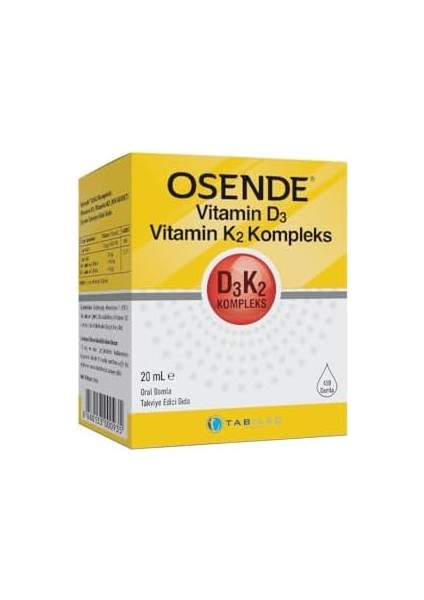 Osende D3K2 Kompleks Damla 20 ml Vitamin D Vitamin K2 Mk-7 Mk-4 fiyatları