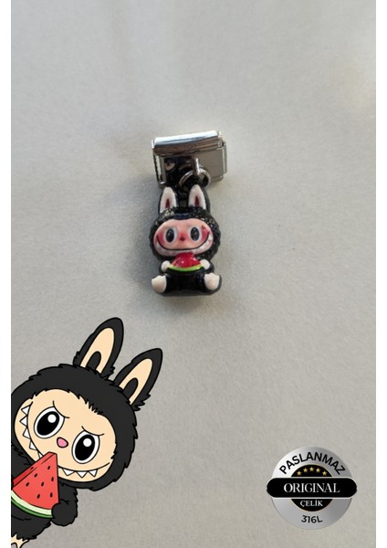 Italyan Charm Bileklik Charmı Sevimli Lila Labubu Model 1 Adet