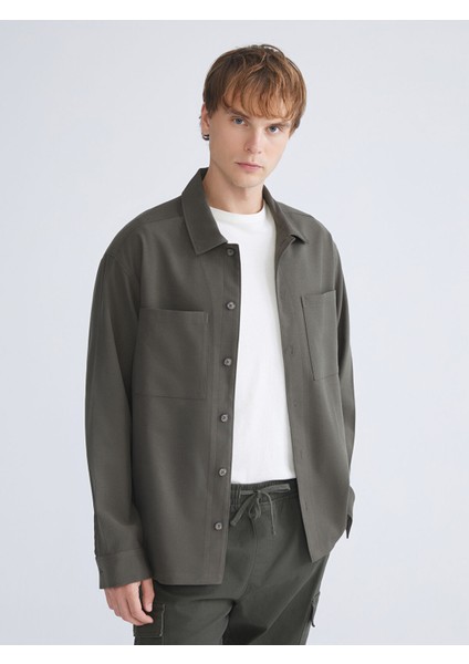 Yeni Sezon Rahat Kalıp Uzun Kollu Kadife Erkek Gömlek Ceket