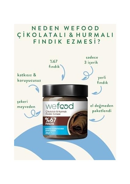 Wefood Fındık Ezmesi Çikolatalı Hurmalı - 200 gr modelleri