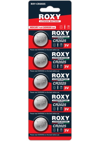 3V Lityum CR2025 Düğme Pil 5 Li Paket (770770)