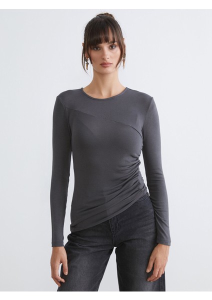 Yeni Sezon Bisiklet Yaka Büzgülü Kadın Body