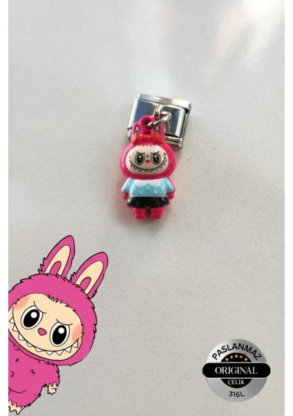 Italyan Charm Bileklik Charmı Sevimli Lila Labubu Model 1 Adet