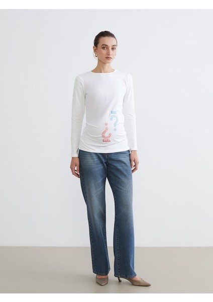 Yeni Sezon Bisiklet Yaka Baskılı Kadın Tişört fiyatları