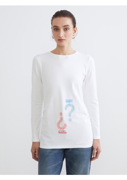 Yeni Sezon Bisiklet Yaka Baskılı Kadın Tişört fırsatları