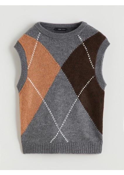 Yeni Sezon Bisiklet Yaka Baklava Desenli Kadın Triko Süveter indirimleri