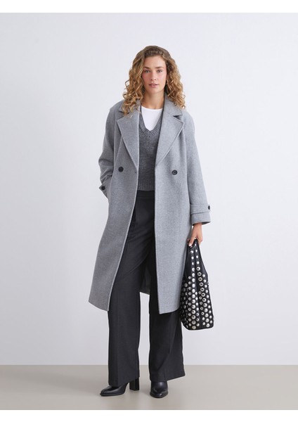 Yeni Sezon Kruvaze Yaka Kadın Kaşe Kaban