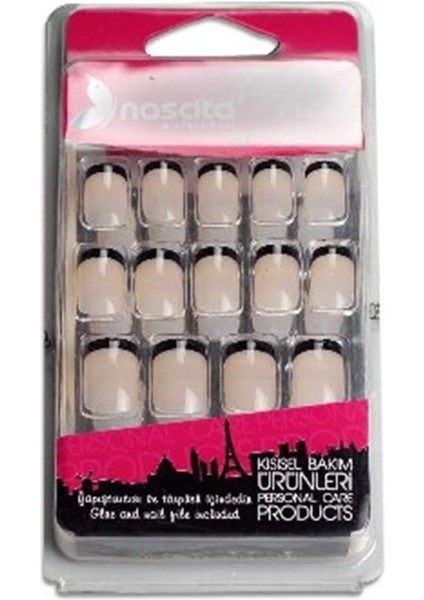 Nascita Şeffaf Siyah French Takma Tırnak (24'lü)