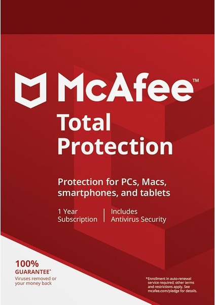 Total Protection 2025 - 3 Cihaz 1 Yıl Abonelik Kodu (Windows/mac/android/ios) Mcafee
