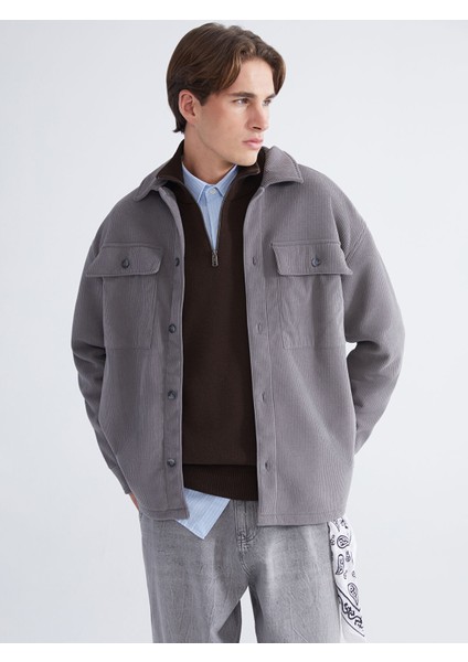Yeni Sezon Rahat Kalıp Uzun Kollu Kadife Erkek Gömlek Ceket