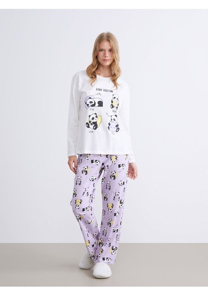 Yeni Sezon Beli Lastikli Baskılı Kadın Pijama Altı