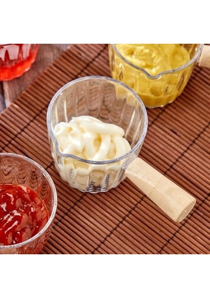 Ahşap Saplı Mika Reçellik Sosluk Sofra Sunum Kahvaltı Seti - Ahşap Saplı Sunumluk 80 ml modelleri