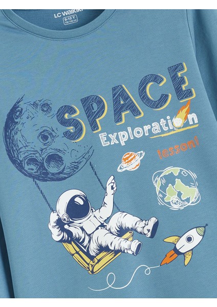 Yeni Sezon Bisiklet Yaka Baskılı Erkek Çocuk Pijama Takımı modelleri