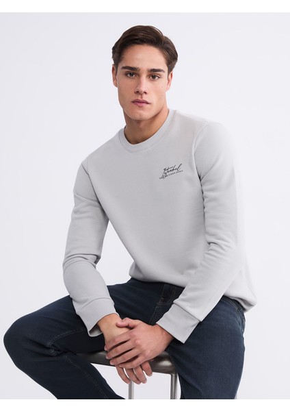 Yeni Sezon Bisiklet Yaka Baskılı Erkek Sweatshirt